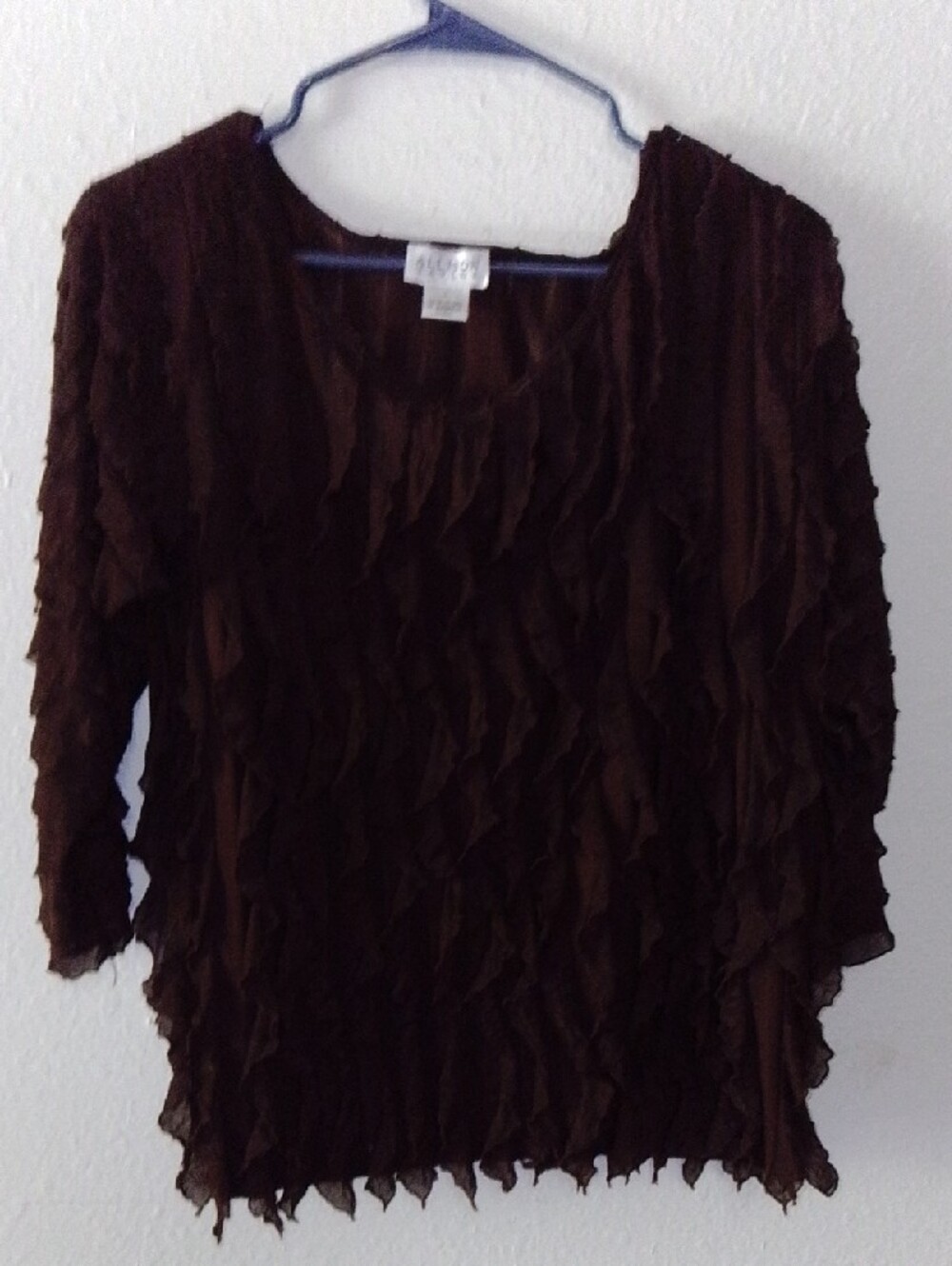 Allison Taylor Brown Crinkled Off-Shoulder Blouse - Picture 5 of 5